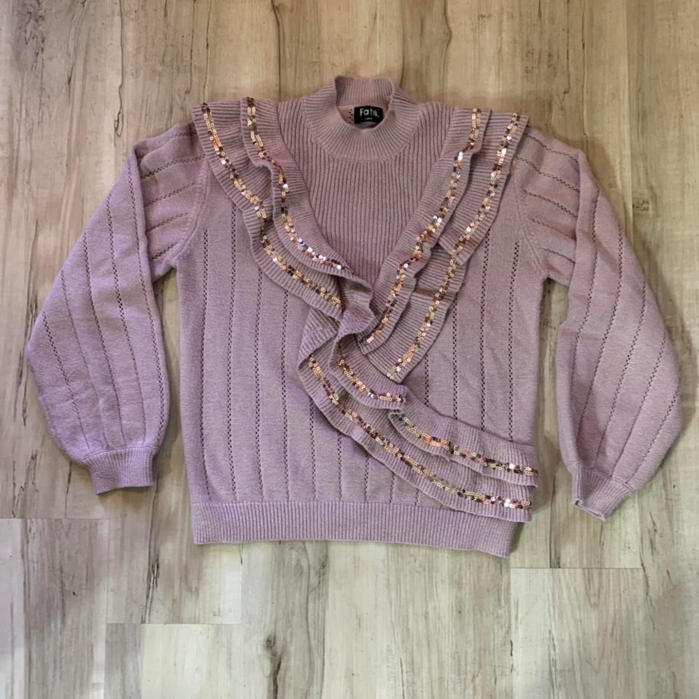 Fate sequin ruffle sweater‎